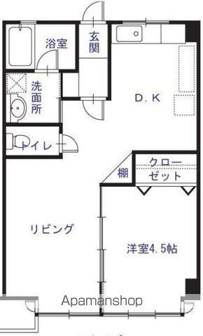 老松通ビル(1LDK/4階)の間取り写真