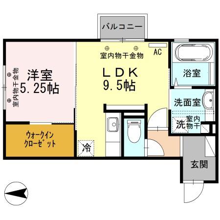 VILLAGRANDEEヴィラグランデ(1LDK/2階)の間取り写真