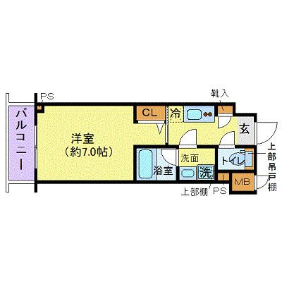 ZOOM横濱イースト(1K/4階)の間取り写真