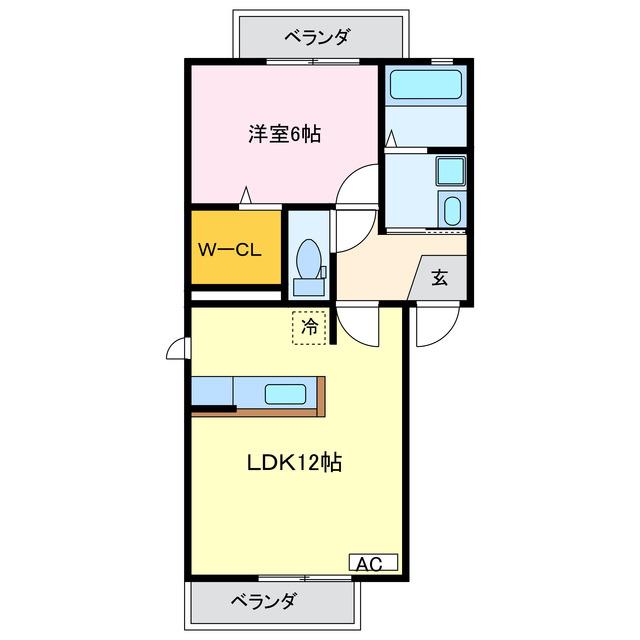 ベルカーサ(1LDK/2階)の間取り写真