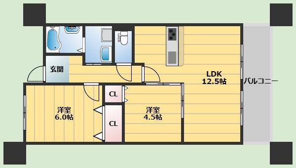 桜塚マンション(2LDK/3階)の間取り写真