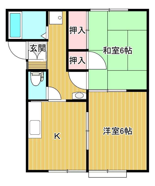 メゾンあさひ(2K/2階)の間取り写真