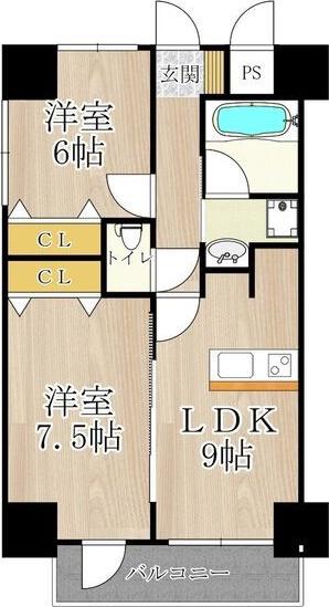 BGC難波タワー(2LDK/8階)の間取り写真