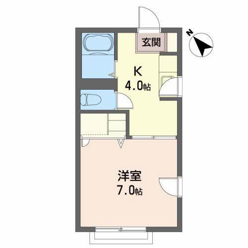 花ヴィレッジ(1K/2階)の間取り写真