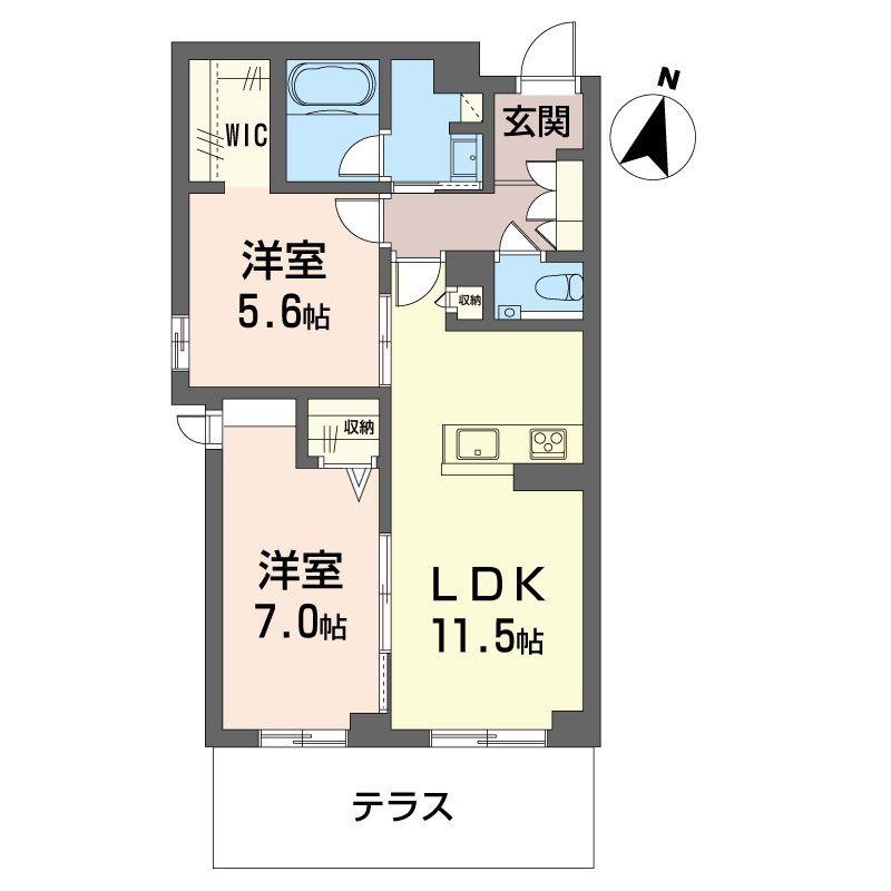 セントリビエ湘南台(2LDK/1階)の間取り写真
