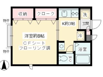 ヴィヴレ・アイ(1K/2階)の間取り写真