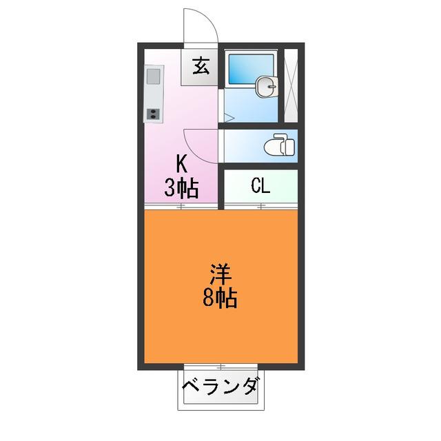 フォーブル宿野B棟(1K/1階)の間取り写真