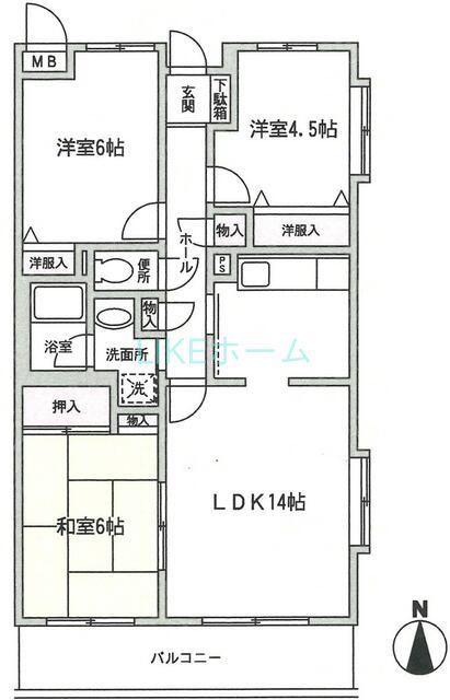 グレース・レジデンス東松戸(3LDK/2階)の間取り写真