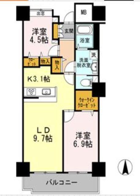 品川シーサイドビュータワー1(2LDK/24階)の間取り写真