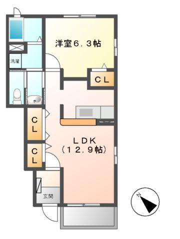 メゾンアイリス(1LDK/1階)の間取り写真