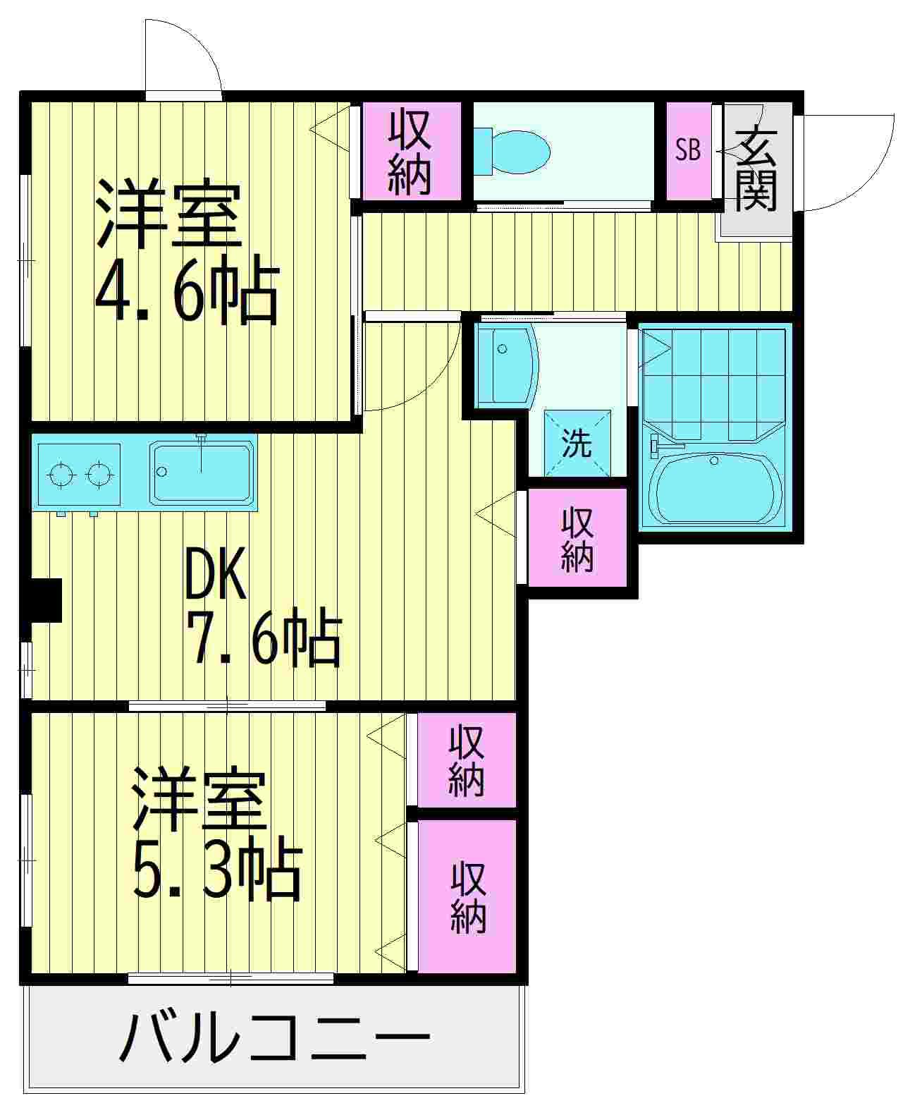 ソルビオスMASAMI(2DK/1階)の間取り写真