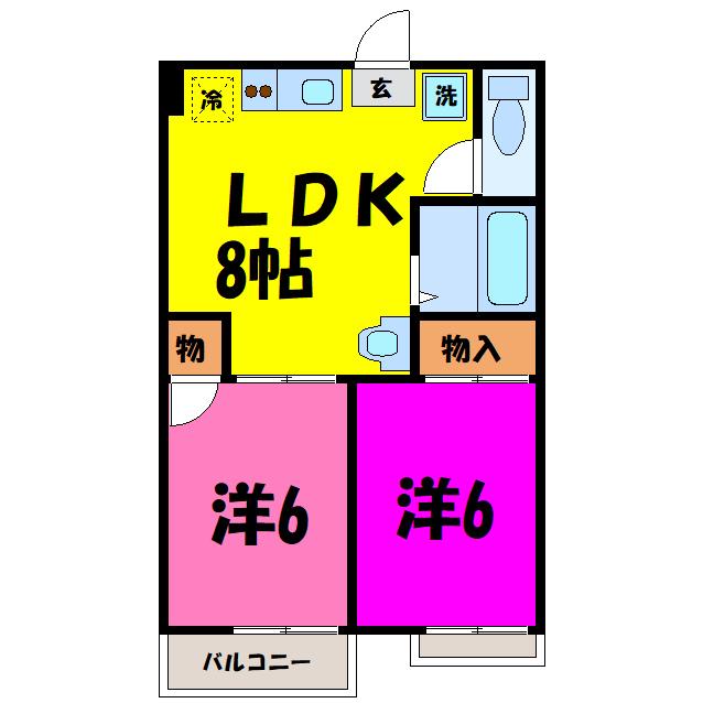 パークハイツ101(2LDK/2階)の間取り写真