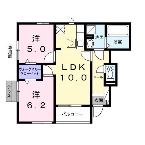 豊橋鉄道東田本線 東田坂上駅 徒歩10分 2階建 新築(2LDK/1階)の間取り写真