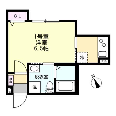 ベイルームスタイル湘南善行(1K/1階)の間取り写真