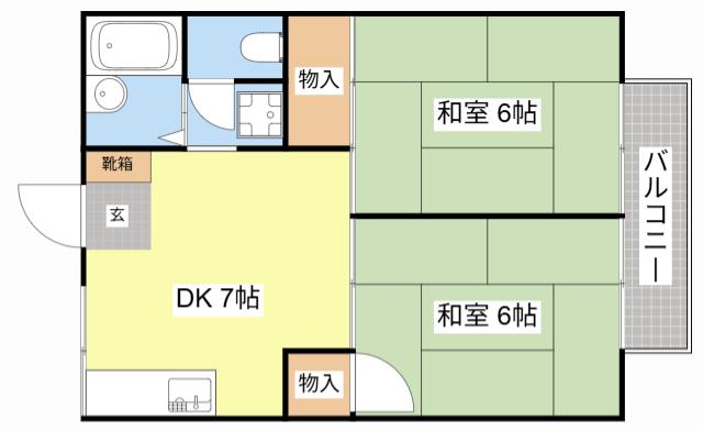 プレジール礒田(2DK/1階)の間取り写真
