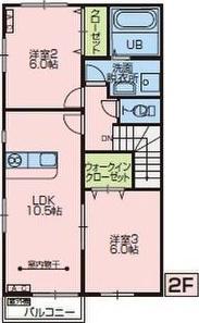 ランシェII(2LDK/2階)の間取り写真