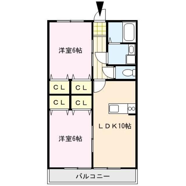 クインズコート(2LDK/2階)の間取り写真