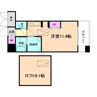 CRAFT福島野田(ワンルーム/8階)の間取り写真
