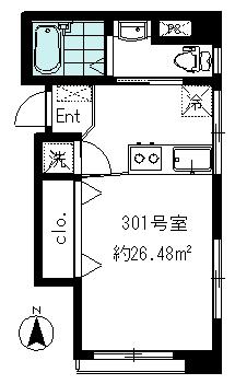 RUE DE 神楽坂(ワンルーム/3階)の間取り写真