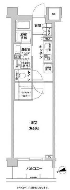 コンフォリア目黒青葉台(1K/2階)の間取り写真