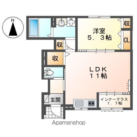 大治町西條アパート(1LDK/1階)の間取り写真