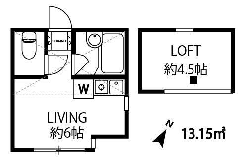 リヴェール鶴ヶ峰(ワンルーム/1階)の間取り写真