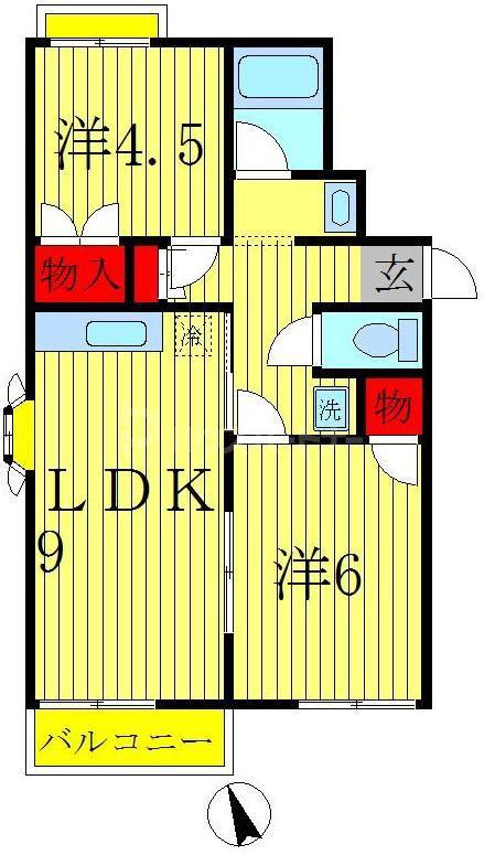 リザーブ北小金A棟(2DK/2階)の間取り写真