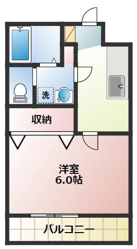 CHARITE HIYOSHIシャリテ日吉(1K/2階)の間取り写真