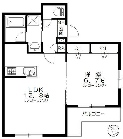 クエスタ荻窪(1LDK/2階)の間取り写真