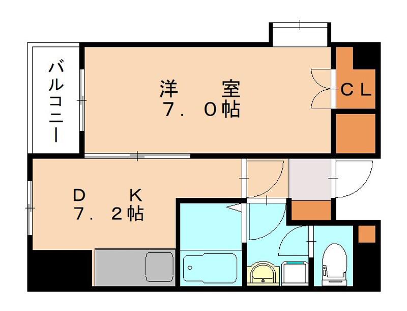 MDIインターフェイス竪町(1DK/11階)の間取り写真