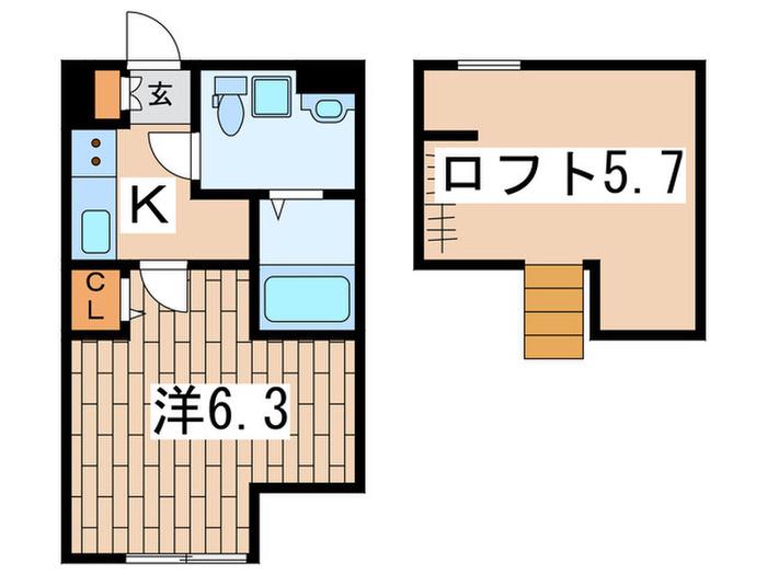 フロラシオン(1K/1階)の間取り写真