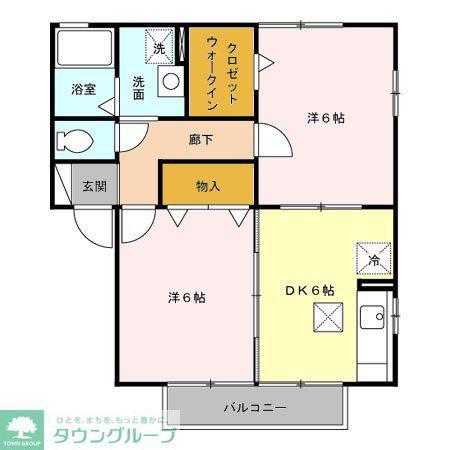 グランリーオ B(2DK/1階)の間取り写真