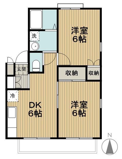 エステートピア水源の森A(2DK/1階)の間取り写真