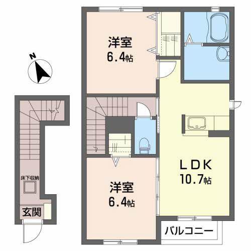 シャーメゾン新田I(2LDK/2階)の間取り写真