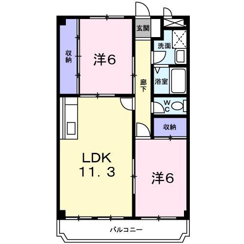 コージコート(2LDK/3階)の間取り写真