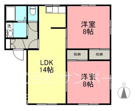 フレグランスけやきB(2LDK/1階)の間取り写真