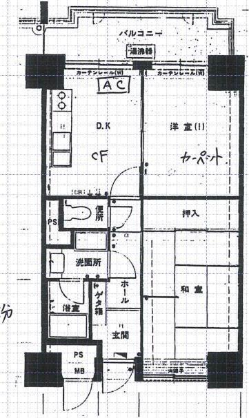 シャンボール大名C棟(2DK/5階)の間取り写真