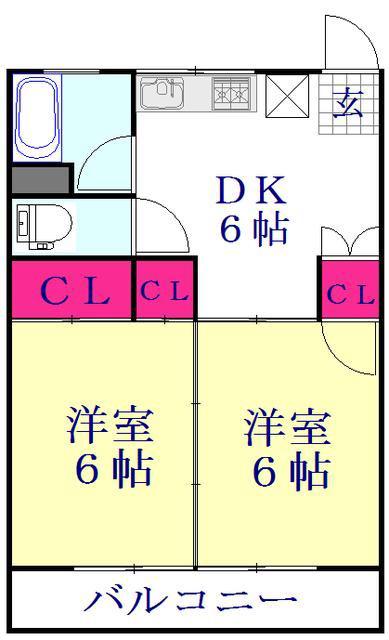 フタバハイツ(2K/1階)の間取り写真