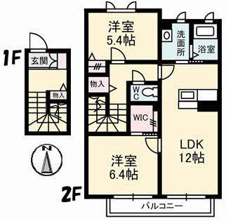 グレーシア(2LDK/2階)の間取り写真
