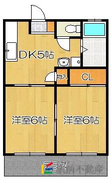 中冨ハイツIII(2DK/1階)の間取り写真