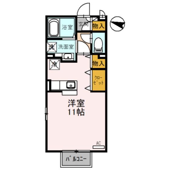 ルポ藤の木(ワンルーム/2階)の間取り写真