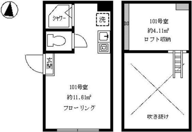 フェリスピーチ(ワンルーム/1階)の間取り写真