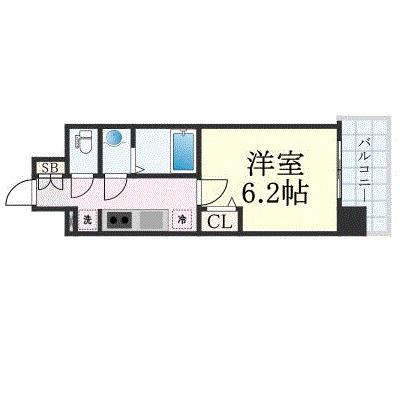 プレサンス難波デヴァンテ(1K/6階)の間取り写真