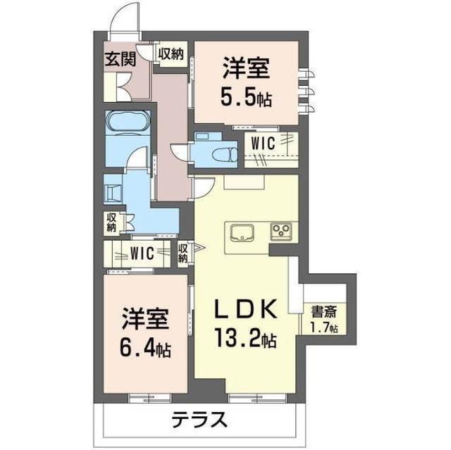 アウトリガー(2LDK/1階)の間取り写真