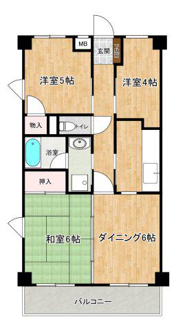 ウッディハイム(3DK/5階)の間取り写真