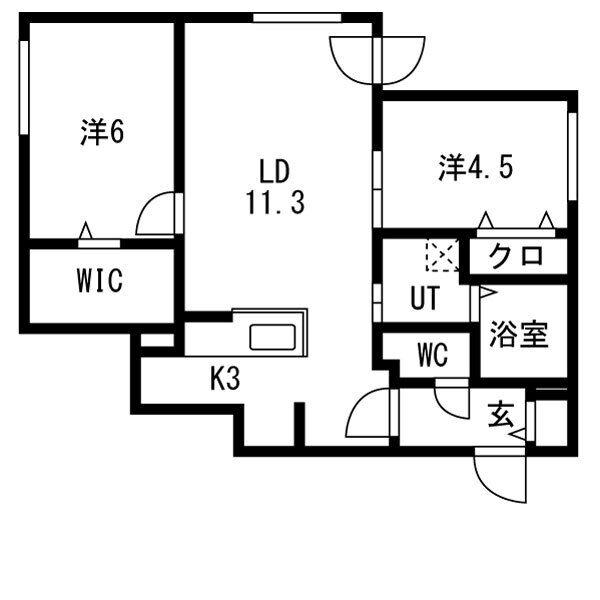 ラグランジュ東札幌(2LDK/3階)の間取り写真