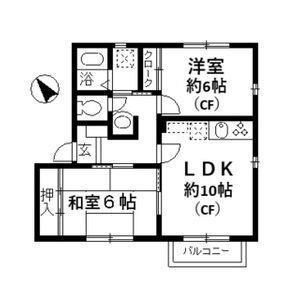 フラワータウン前の上公園(2LDK/2階)の間取り写真