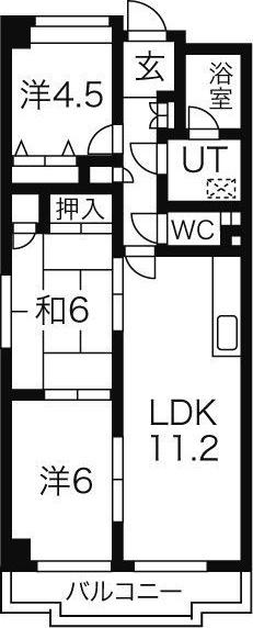 アメニティコーワ(3LDK/4階)の間取り写真