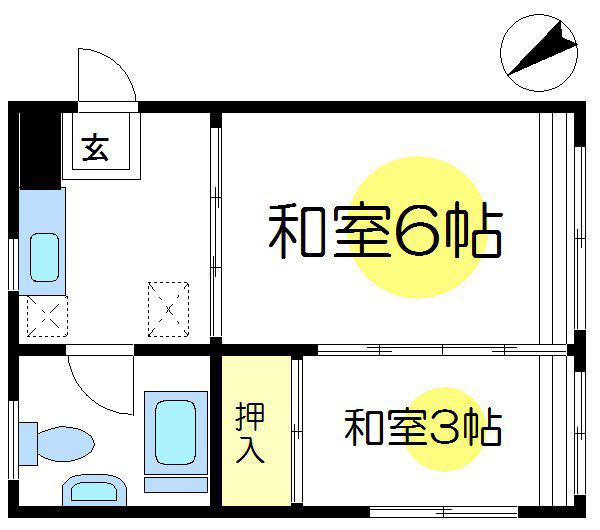 横山ビル(2DK/2階)の間取り写真