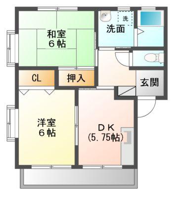 小笠原ハイツ(2DK/2階)の間取り写真